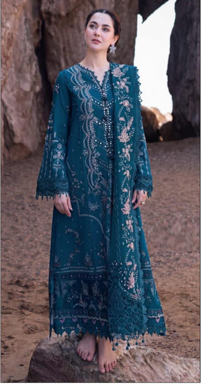 Dhanak embroidered luxury unstitched 3pc suit